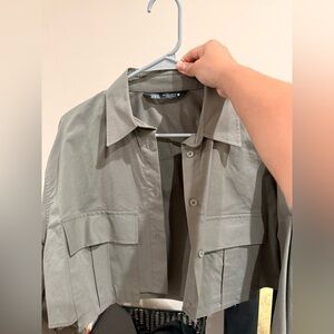 Zara Olive Green Button-Up Shirt